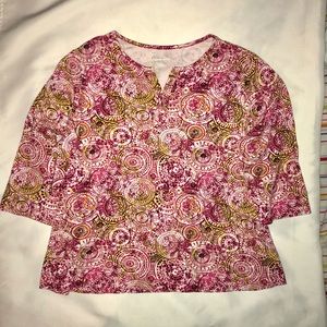 Kim Pink Patterned 3/4 Sleeve Top